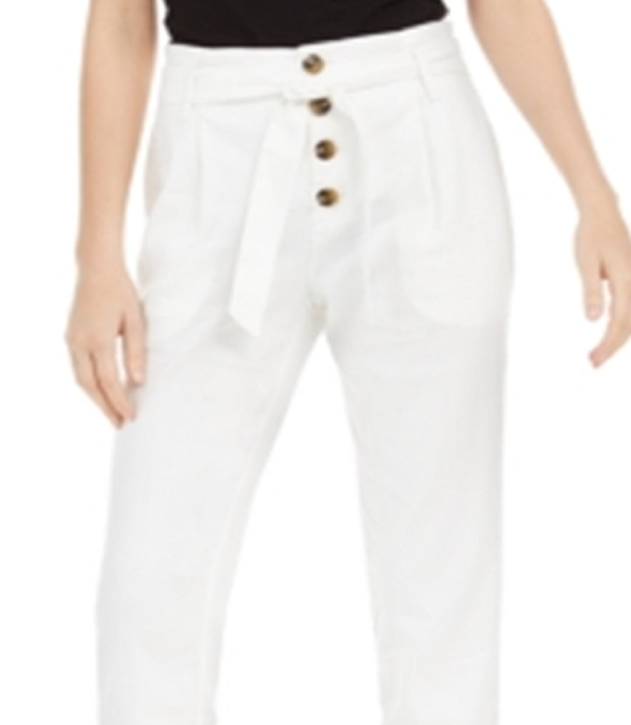 Calça feminina afunilada Paperbag da INC International Concepts, branca, tamanho 12