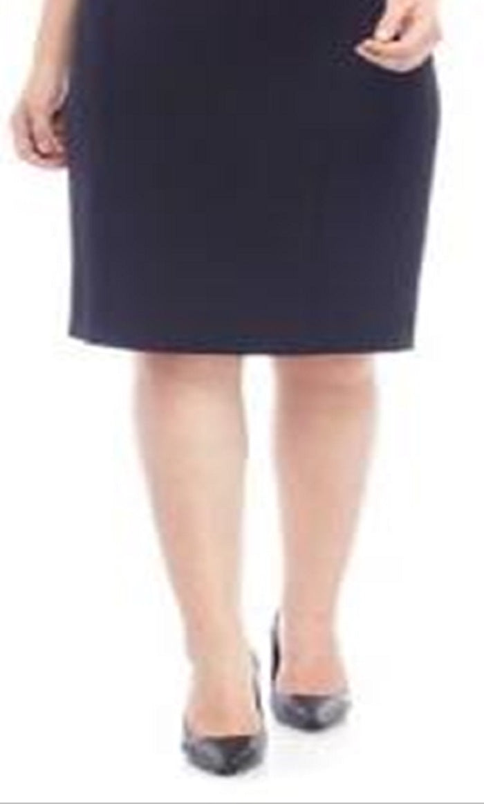 Vestido feminino Kasper sem mangas com decote em joia e comprimento até o joelho, preto, tamanho 24W