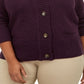 Karen Scott Cardigan Feminino Marled Wing Collar Roxo Tamanho 3x