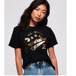 Camiseta feminina Superdry Foil Airtel Boxy, cinza, tamanho 12