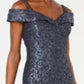 Vestido de renda ombro a ombro feminino R &amp; M Richards, tamanho 18, prateado