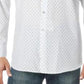 Camisa masculina Alfani com botões, estampada e resistente a rugas, branca, tamanho P