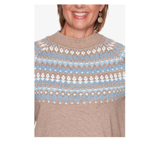 Suéter feminino Alfred Dunner Missy Dover Cliffs Flo Open Bege tamanho GG