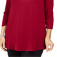 JM Collection Top feminino com ombros descobertos e detalhes em vermelho, tamanho X-S