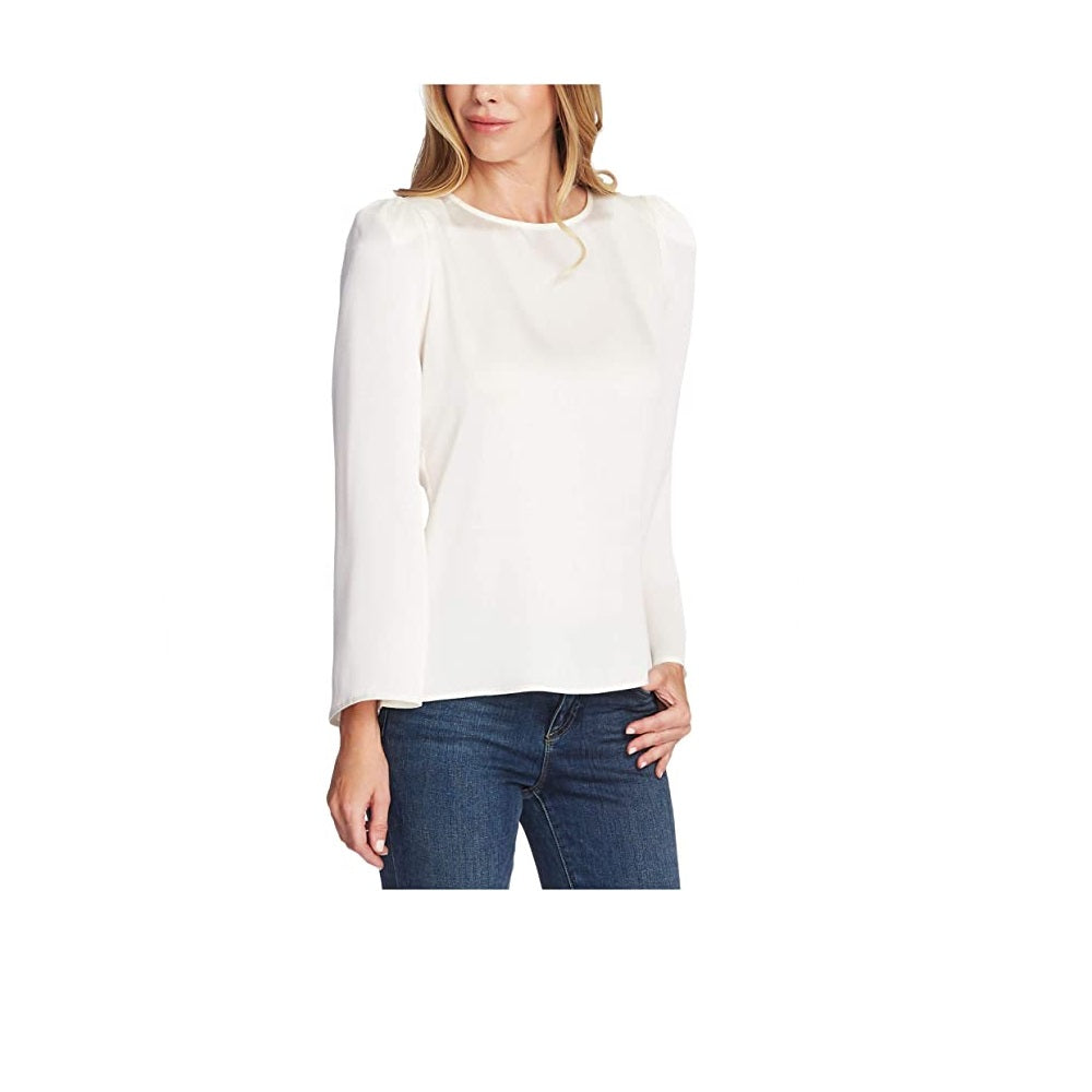 Blusa feminina profissional de cetim Vince Camuto, branca, tamanho GG