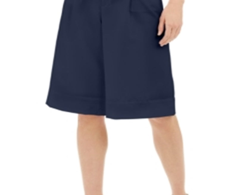 Calça feminina de cintura alta com pregas frontais e pernas largas, tamanho 6, azul, da INC International Concepts