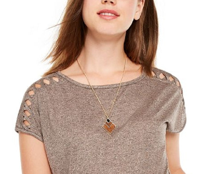 Blusa de manga treliçada BCX Junior marrom tamanho médio