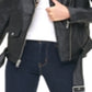 Jaqueta Levi's Feminina Moto Oversized de Couro Sintético com Lapelas Forradas de Pele Sintética, Preta, Tamanho X-G