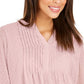 Charter Club Petite Double-Ruffle Textured Pintuck Top Rosa Tamanho PL