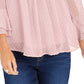 Charter Club Petite Double-Ruffle Textured Pintuck Top Rosa Tamanho PL