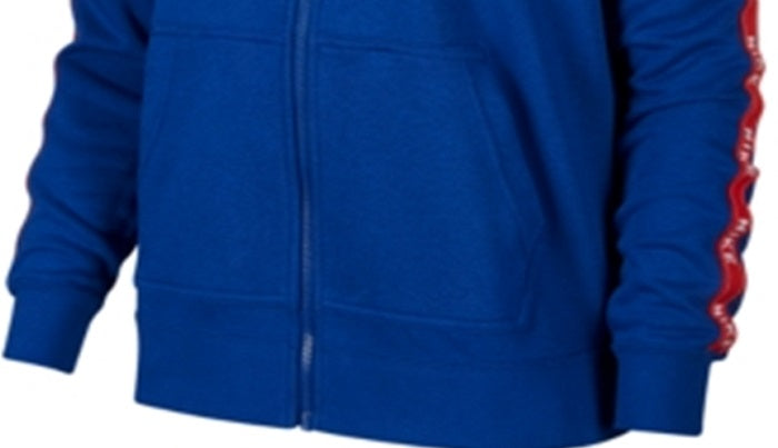 Moletom com capuz Nike Sportswear feminino com logotipo French Terry e zíper, azul, tamanho 2X