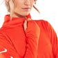 Camiseta de corrida Nike Swoosh Half Zip feminina, laranja, tamanho pequeno