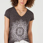 Blusa feminina estilo pinwheel com estampa preta, tamanho pequeno GG