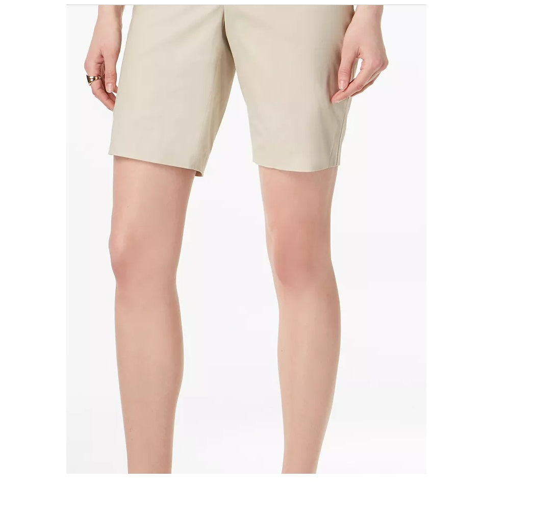 Bermuda feminina Charter Club Twill bege tamanho 8