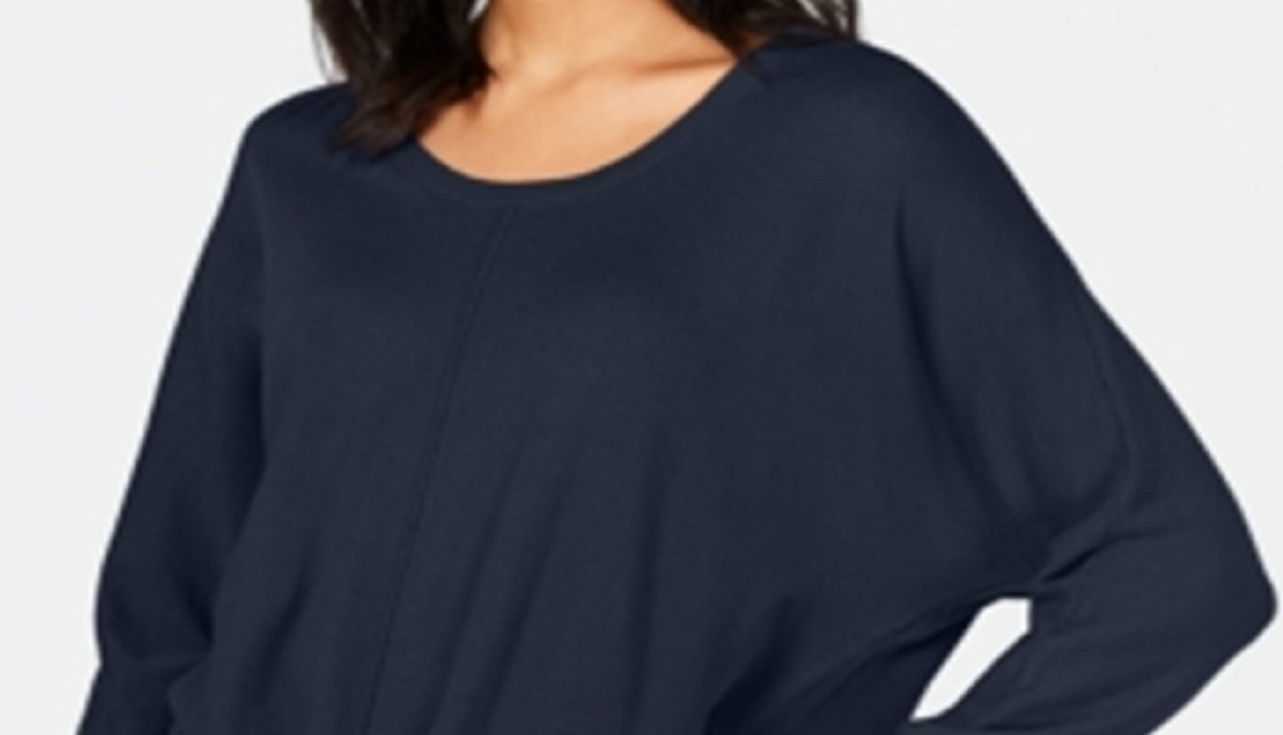 Suéter feminino com bainha amarrada, azul, tamanho P, da Style &amp; Co