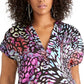Blusa estampada Odelia Plus Rachel Roy feminina, preta, tamanho 0X