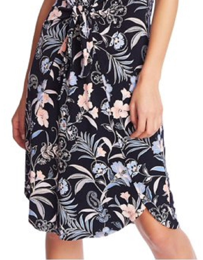 1.STATE Vestido de coquetel feminino com amarração frontal e alças finas, azul