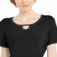 Karen Scott Top Feminino com Tachas e Decote em V Preto Tamanho X-G