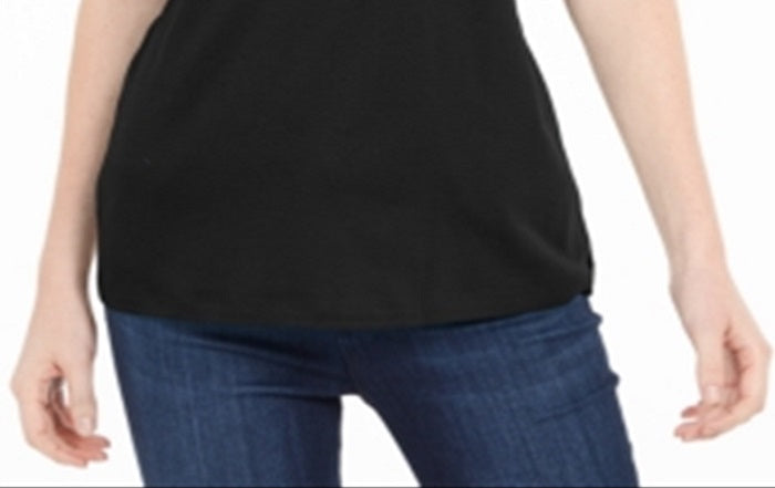 Karen Scott Top Feminino com Tachas e Decote em V Preto Tamanho X-G