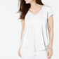 Camiseta feminina Alfani Petite com decote em V, branca, tamanho pequeno grande