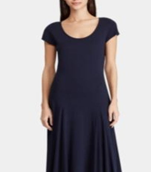 Vestido longo camiseta gola U feminino Ralph Lauren azul tamanho X-S