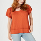 Blusa feminina com mangas bufantes e camadas Style &amp; Co, laranja, tamanho médio