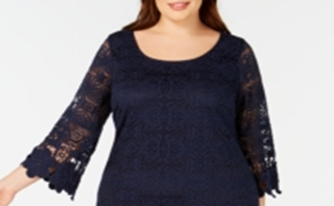 Vestido ilusão de crochê feminino Alfani azul tamanho 3X
