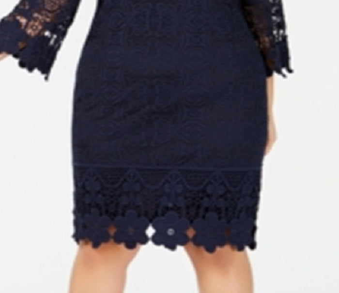 Vestido ilusão de crochê feminino Alfani azul tamanho 3X