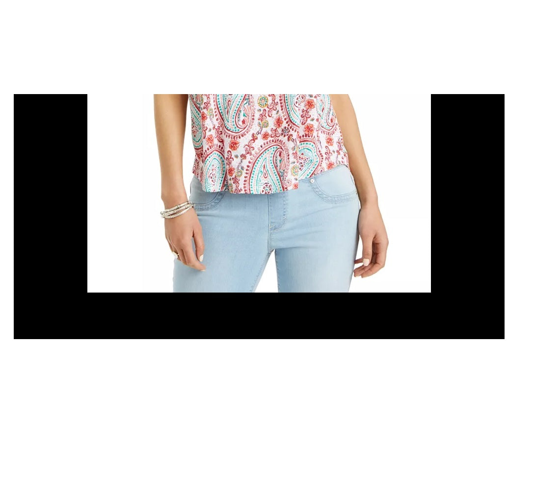 Blusa estampada feminina Style &amp; Co, branca, tamanho XS