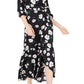 Vestido longo envelope feminino Bar III com babados e flores simples, tamanho extrapequeno