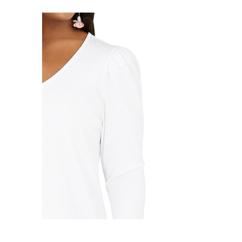 Blusa feminina plus size canelada com decote em V, tamanho 3X, branca, da INC International Concepts