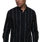 Camisa listrada masculina Sean John com logotipo, preta, tamanho grande