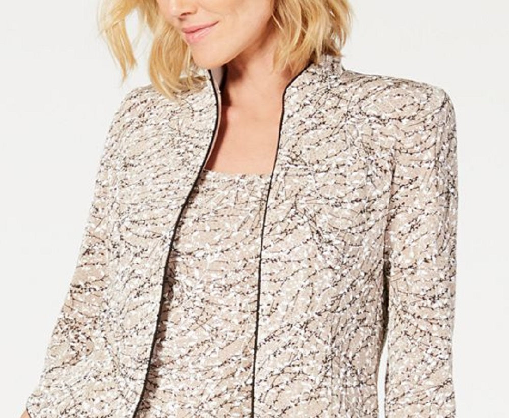 Alex Evenings Conjunto de jaqueta dupla estampada Lord &amp; Taylor feminina, marrom, tamanho pequeno, extragrande
