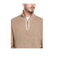 Suéter masculino vintage à prova de intempéries com textura waffle e zíper de um quarto, marrom, tamanho médio
