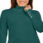 JM Collection Suéter Feminino Mangas Curtas Gola Alta Verde Tamanho P