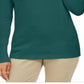 JM Collection Suéter Feminino Mangas Curtas Gola Alta Verde Tamanho P