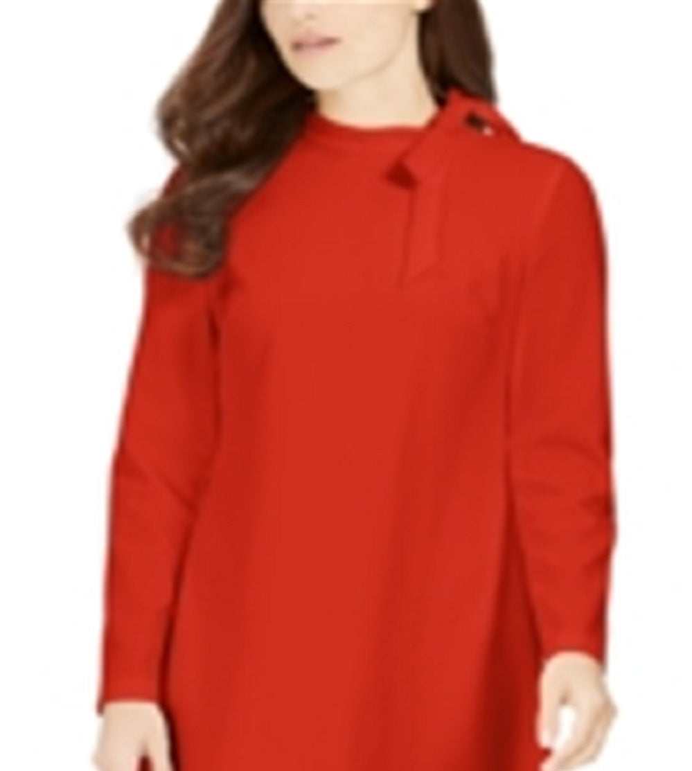 Vestido Calvin Klein Feminino Gola Mandarim Acima do Joelho Vermelho Tamanho 14