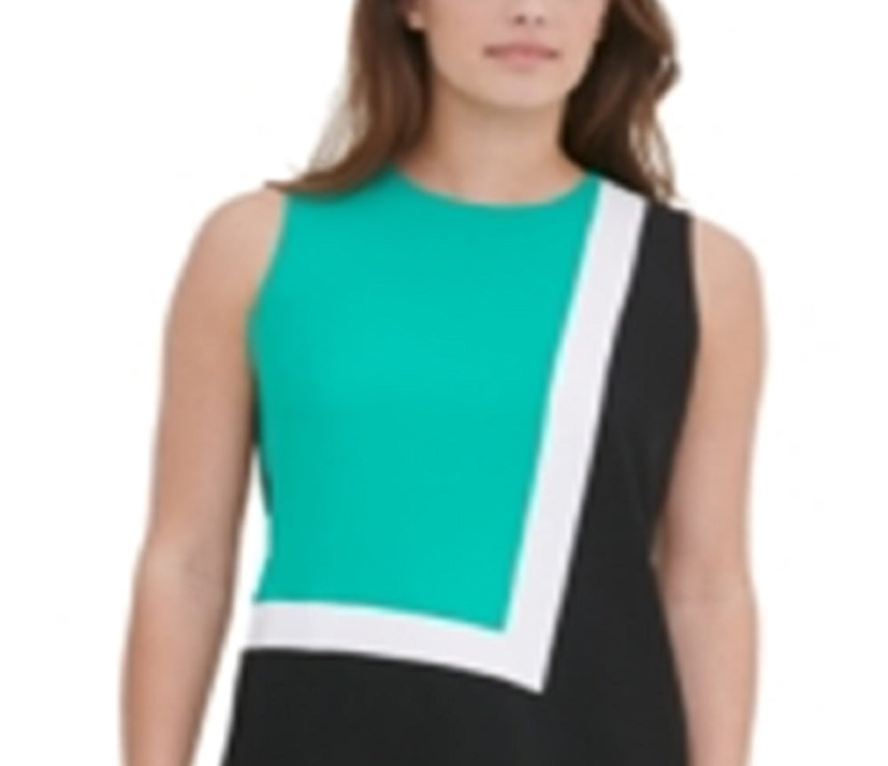 Blusa Calvin Klein Feminina Colorblock Sem Mangas com Decote em V Verde Tamanho X-G