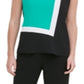 Blusa Calvin Klein Feminina Colorblock Sem Mangas com Decote em V Verde Tamanho X-G
