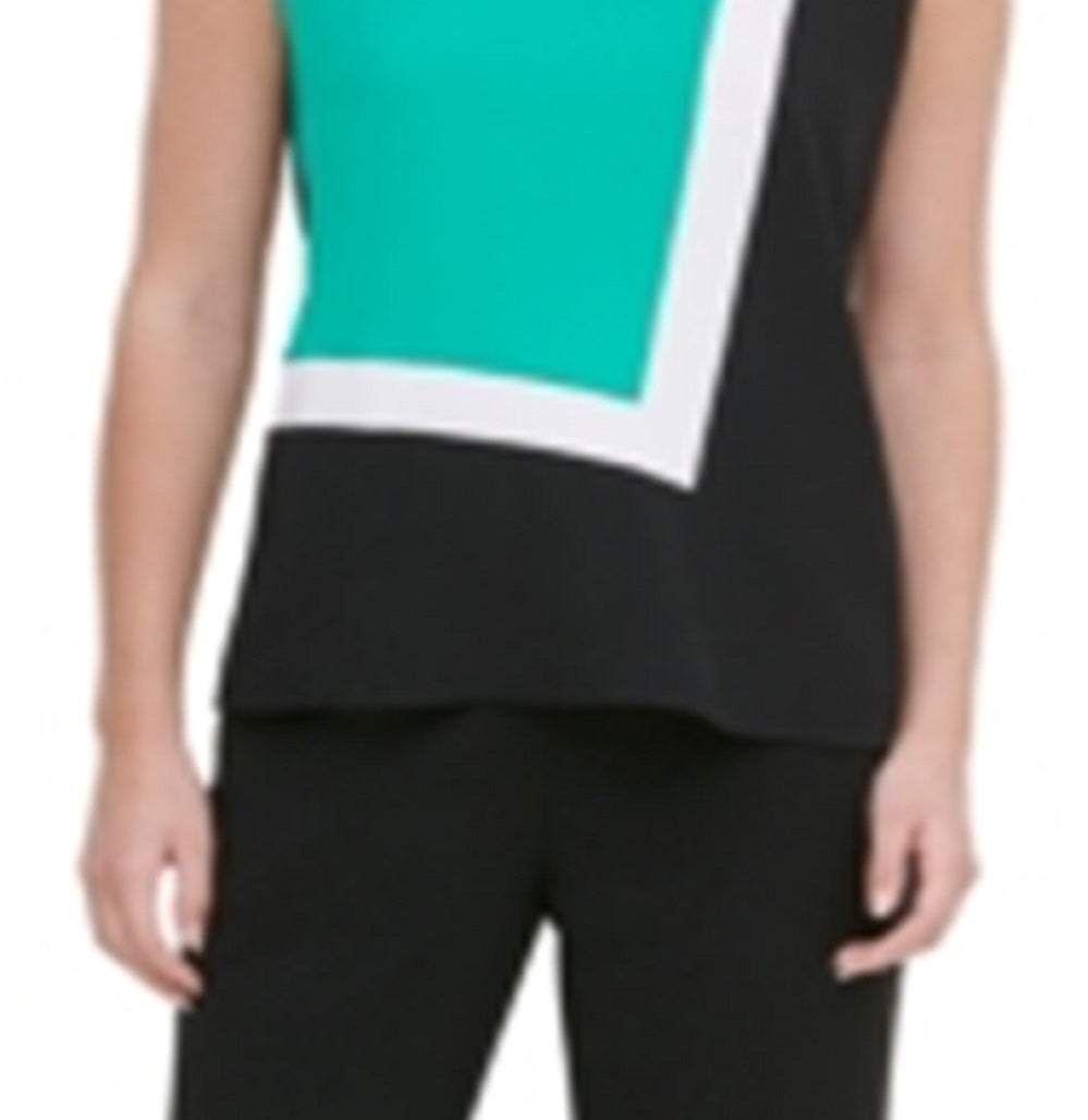 Blusa Calvin Klein Feminina Colorblock Sem Mangas com Decote em V Verde Tamanho X-G