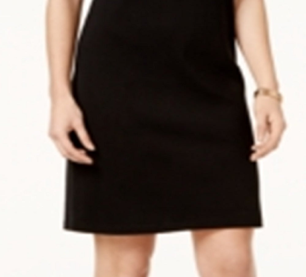 Vestido feminino Karen Scott de algodão com manga cotovelo, preto, tamanho pequeno médio