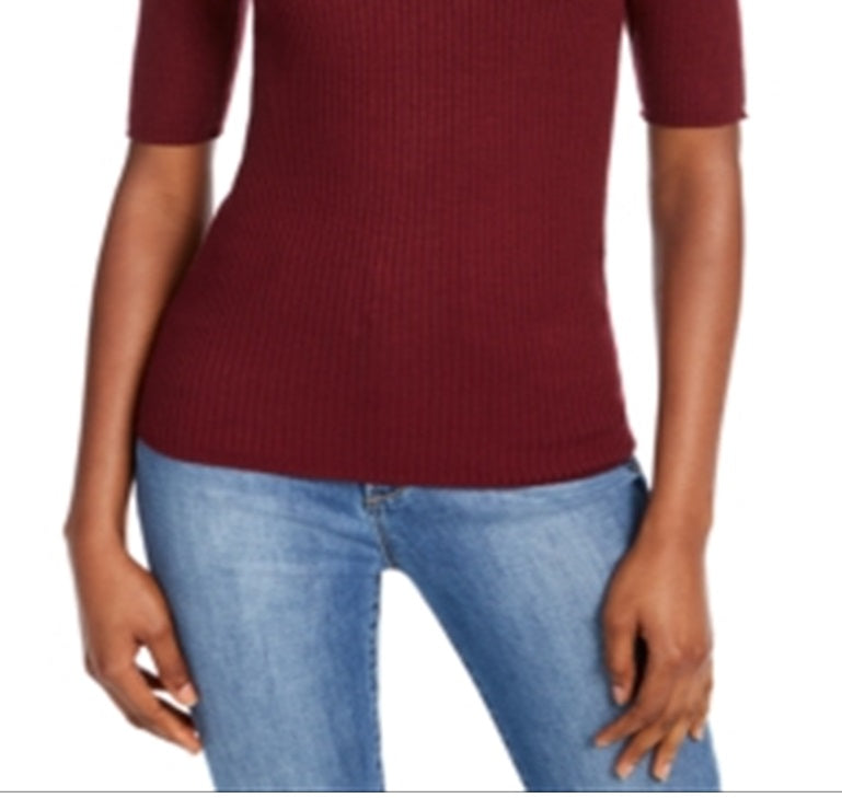 Blusa feminina com decote careca canelado Maison Jules, vermelha, tamanho G