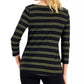 Charter Club Blusa feminina listrada de algodão com gola canoa, preta, tamanho pequeno GG