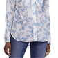 Ralph Lauren Feminino Courtenay Botão Down Top Azul Tamanho Grande