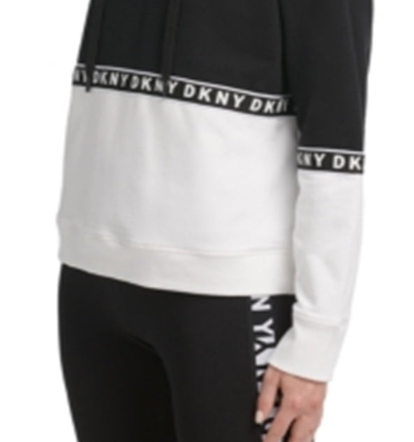 Moletom com capuz feminino DKNY Sport Colorblocked, preto, tamanho M