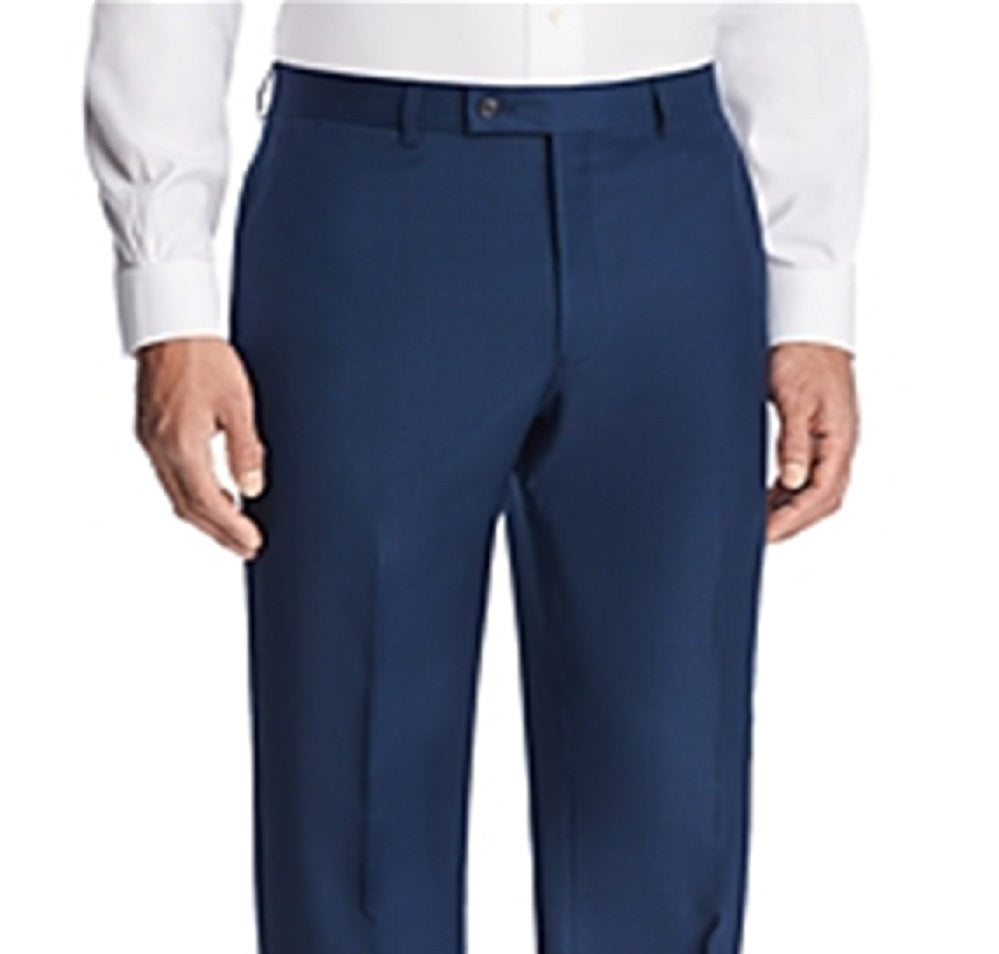 Calça de terno masculina Michael Kors texturizada lisa clássica azul tamanho 34x34