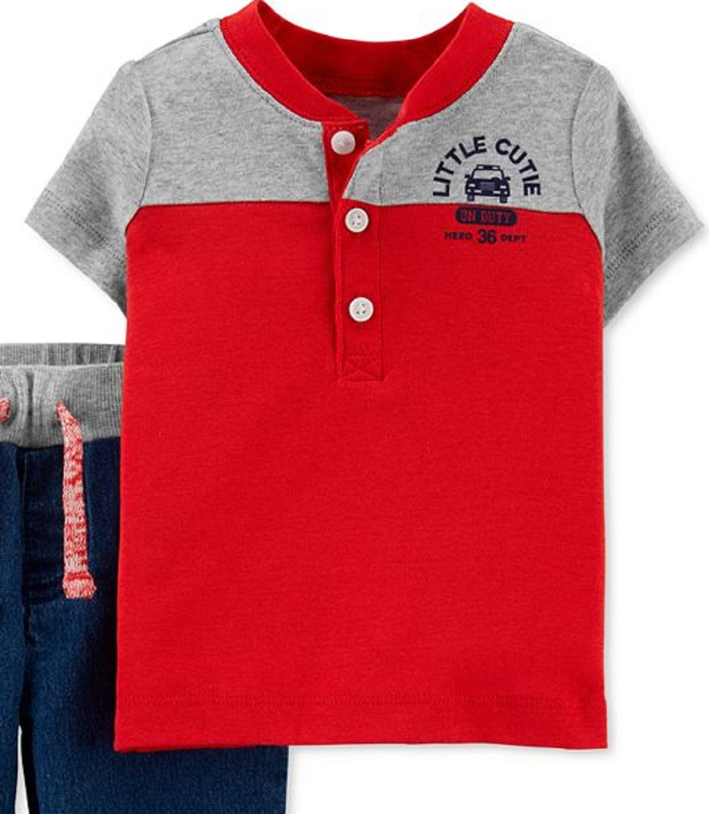 Conjunto de camiseta e calça jogger Henley Carter's Infant Boy's Vermelho Tamanho Recém-nascido