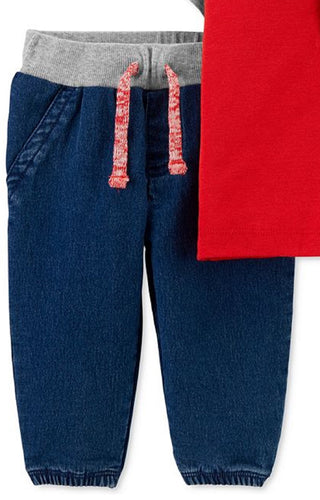 Carter's Infant Boy's Henley Tee & Jogger Set Red Size Newborn