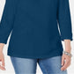 Blusa feminina Karen Scott manga três quartos azul tamanho grande