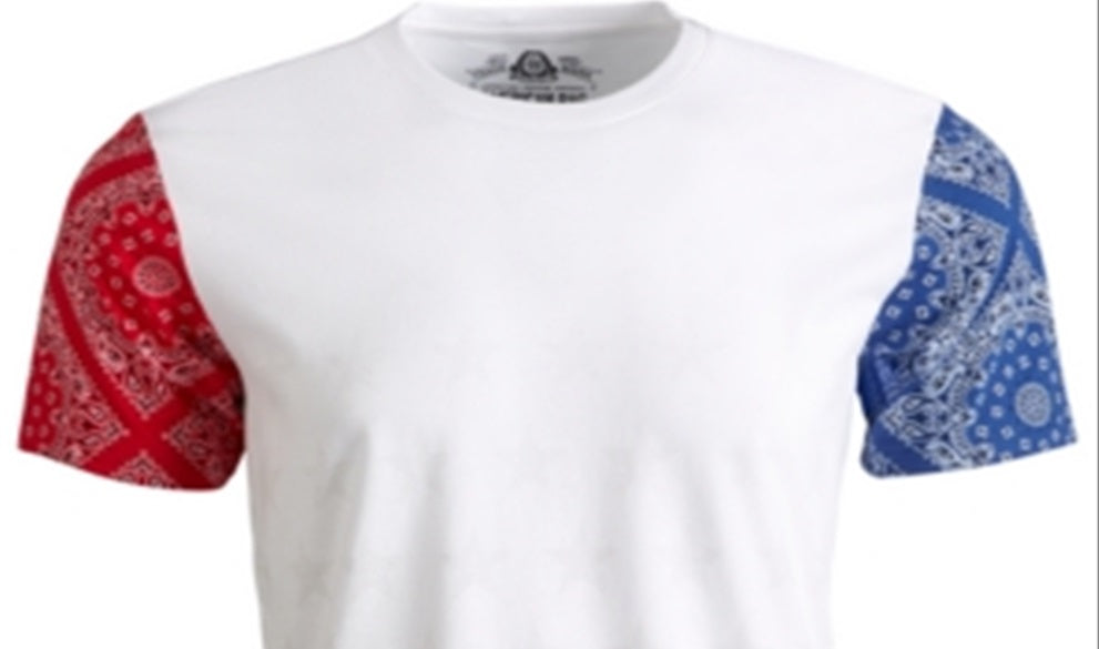Camiseta masculina American Rag com estampa de estrelas e blocos de cores, branca, tamanho médio